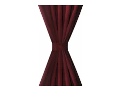2 cortinas micro-satinadas con trabillas color burdeos, 140 x 175 cm ES745085