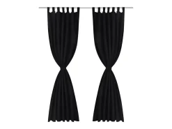 Best 2 cortinas negras micro-satinadas con trabillas, 140 x 225 cm ES649624 Negro