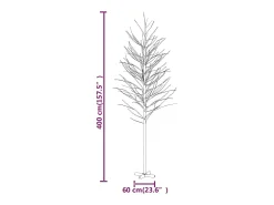 Abedul artificial blanco con 672 LEDs blanco cálido 400 cm