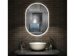 AICA espejo 45 x 75 cm ,olvado,luz led con 3 colores,con función antivaho,brillo ajustable,función de memoria agapada Transparente