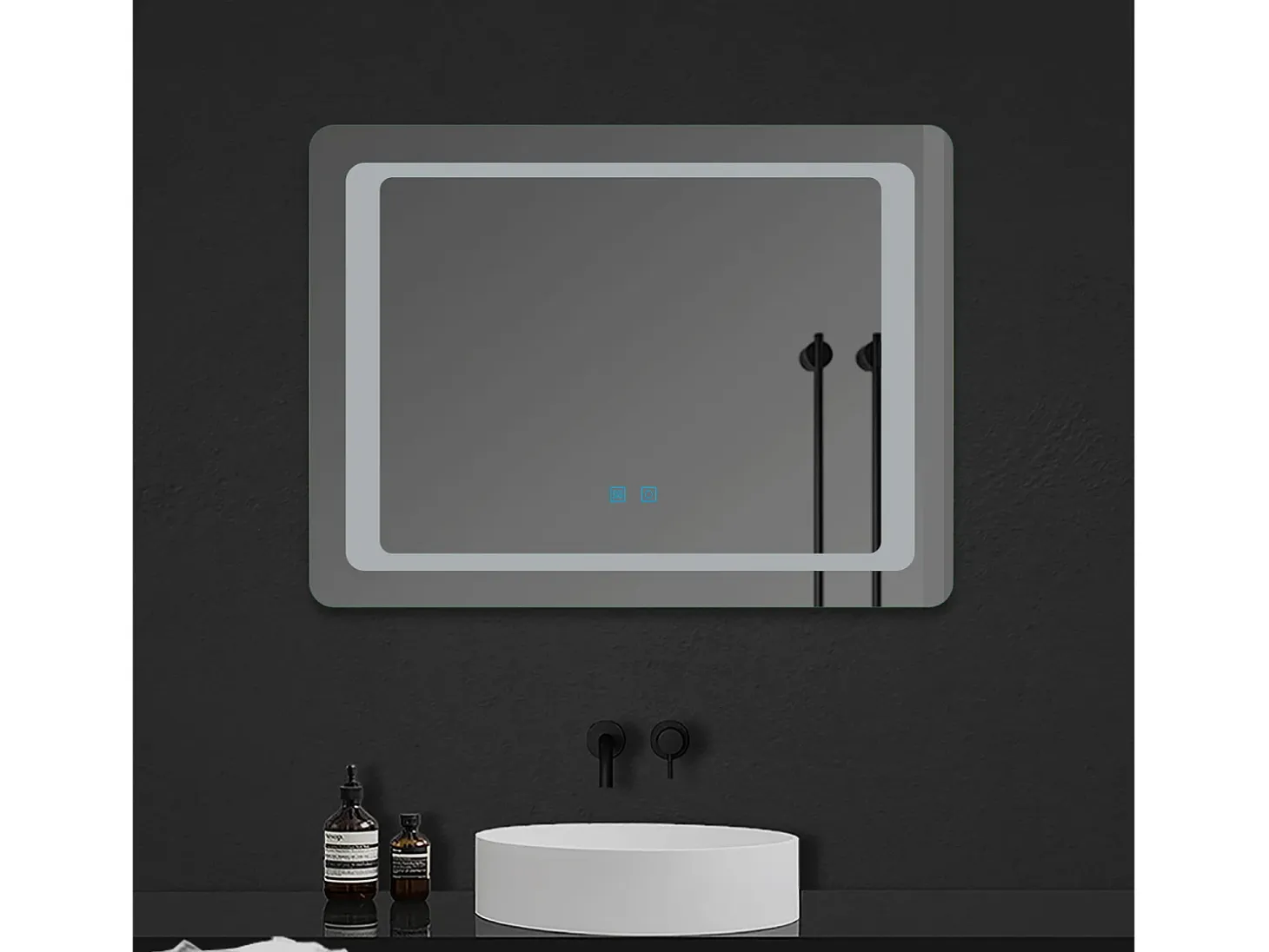 AICA espejo 80 x 60 cm ,rectangular ,luz led,antivaho y brillo regulable,función de memoria agapada