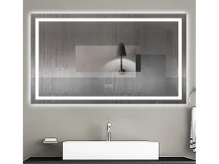 AICA espejo 120 x 70 cm,rectangular,con función antivaho,Bluetooth,espejo con luz de 3 colores,brillo ajustable,función de memoria agapada