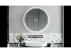 AICA Espejo de baño con iluminación LED Espejo redondo,120 cm, antivaho, brillo ajustable, memoria de apagado Transparente
