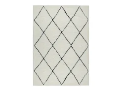 Alfombra Bahar Shaggy moderna patrón rombos, negro blanco, 240 x 340 cm