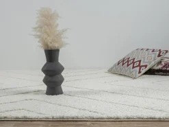 Alfombra Bahar Shaggy patrón triángulos, crema, 160 cm redonda