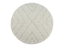 Alfombra Bahar Shaggy patrón triángulos, crema, 160 cm redonda