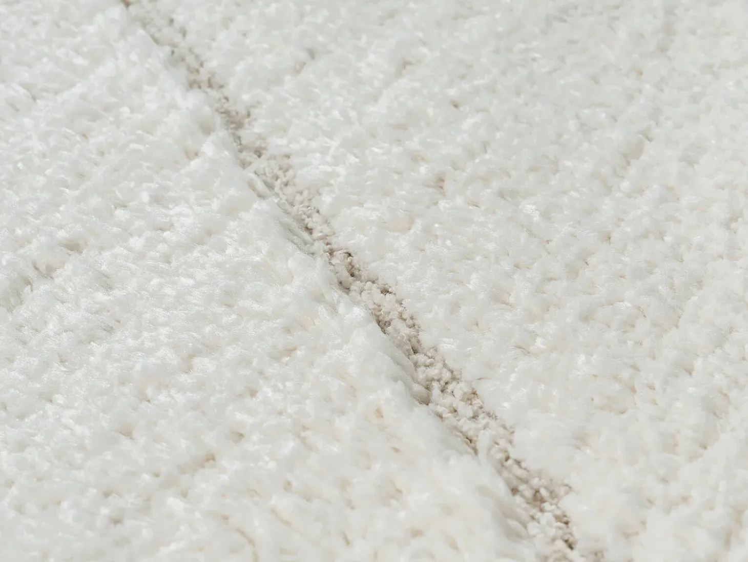 Alfombra Bahar Shaggy patrón triángulos, crema, 160 cm redonda