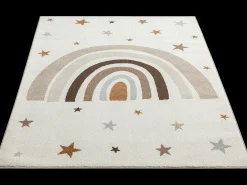 the carpet Alfombra De Salón|Alfombra Infantil^Alfombra Beat Kids Moderna Infantil Arcoíris Estrellas Pastel - - 80x150 cm Crema