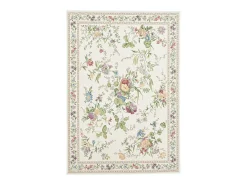 Alfombra con borde y motivos florales 140x200 cm Crema Flomi