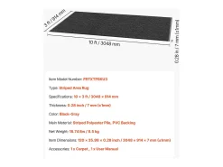 Alfombra de Entrada SucceBuy, 305 x 91,4 cm, Felpudo Exterior Interior Elegante Rayado, con Reverso Antideslizante PVC, Resistente Lavable, Atrapa Polvo, Gris