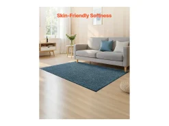 Alfombra de Entrada SucceBuy, 183x122 cm, Felpudo Exterior Interior con Reverso Antideslizante PVC, Resistente Lavable, Atrapa Polvo, Azul Pizarra
