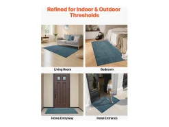 Alfombra de Entrada SucceBuy, 183x122 cm, Felpudo Exterior Interior con Reverso Antideslizante PVC, Resistente Lavable, Atrapa Polvo, Azul Pizarra