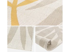 Sweeek Alfombra De Salón^Alfombra de interior/exterior, estampado beige y mostaza, poliéster Crema