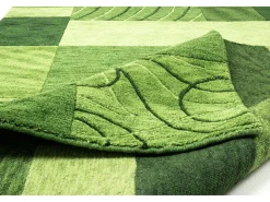 Alfombra de lana tejida a mano en estilo patchwork 140x200 cm Verde Domas