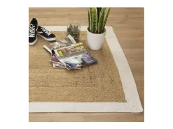 Atmosphera Alfombra De Salón^Alfombra decorativa de yute natural 120x170 cm con borde de algodón, grosor 1 cm, estilo auténtico y natural Blanco
