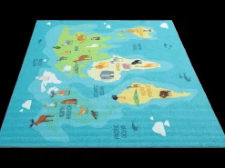 the carpet Alfombra De Salón|Alfombra Infantil^Alfombra Happy Life de Aprendizaje - - 120x160 cm Azul