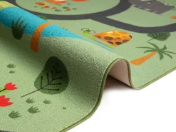 the carpet Alfombra De Salón|Alfombra Infantil^Alfombra Happy Life Juego Safari - - 160 cm Redonda Verde