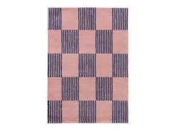 Alfombra interior con motivo damero azul y rosa