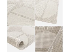 Sweeek Alfombra De Salón^Alfombra interior/exterior diseño geométrico beige poliéster reciclado Crema