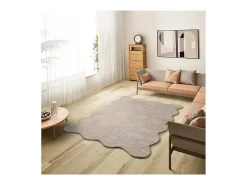 Alfombra De Salón^Alfombra lavable antideslizante - liso - piedra - 120 x 170 cm - MELLOW Topo