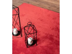 the carpet Alfombra De Salón|Alfombra Redonda^Alfombra pelo corto lavable antideslizante - - 120 cm Redondo - RELAX Rojo