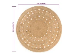 Outlet Clicnbuy Alfombra redonda de yute trenzado 210 cm Beige