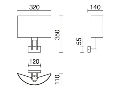 Aplique de pared CLASSICAL estilo clásico - interior- acero-niquel satinado- pantalla algodón blanco-E27 MÁX. 40W- IP20