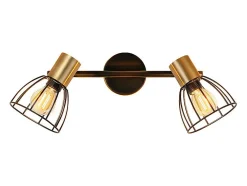 Best NETTLIFE Aplique de pared para interior , vintage, casquillo E14, , giratorio 350°, de metal, con 2 luces (bombillas no incluidas) Negro