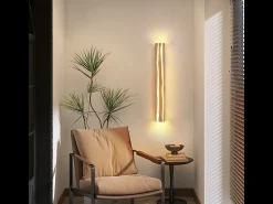 Aplique LED de pared de madera Nettlife de 80 cm, 13 W, blanco cálido 3000 K, para salón, diseño moderno y alargado, ideal para pasillos, escaleras y dormitorios.