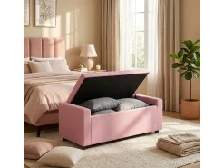 AHD Banco con almacenamiento de tela para dormitorio y recibidor Merak - Rosa