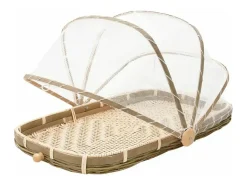 Bandeja de bambú con campana de malla sintética Longitud 45cm