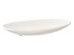 ebuy24 Jarrón^Bandeja de cerámica blanca 30,5 x 20 cm Blanco