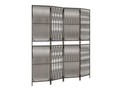 Best Biombo de 4 paneles ratán sintético marrón ES189415 Marru00f3n