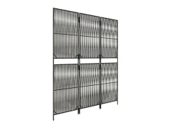Best Biombo de 3 paneles ratán sintético ES845291 Gris