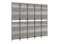 Best Biombo de 5 paneles ratán sintético marrón ES836000 Marru00f3n