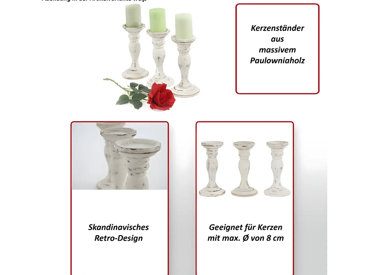 Discount MCW Candelero H361 (juego de 3), blanco Crema