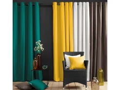 Best Douceur d'intérieur Cortina con ollaos 100% algodón Panamá Gris