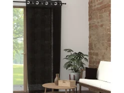 Best Soleil d'ocre Cortina ojales de algodón puro 135x300 cm PANAMA , por Negro
