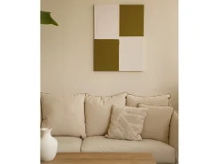 Outlet DECOWOOD Cuadro decorativo sobre lienzo de algodón con marco de madera blanco pintado artesanalmente con pintura al oleo de 80x100cm - PRISMA - Multicolor
