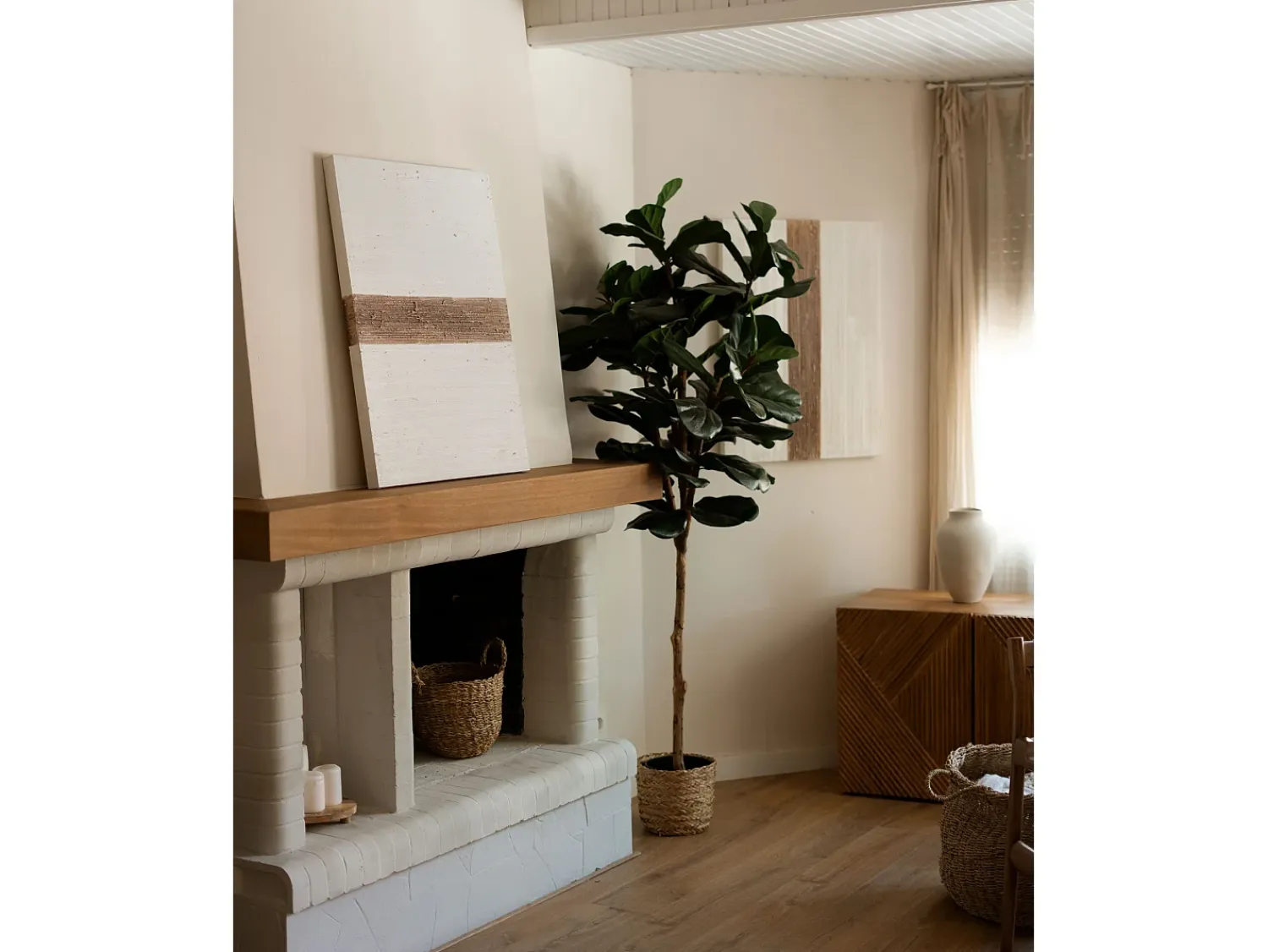 Best DECOWOOD Cuadro decorativo sobre lienzo de algodón con marco de madera marrón oscuro pintado artesanalmente con pintura al oleo de 100x150cm - BRISA - Multicolor