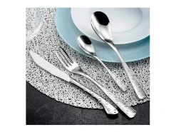 Sale Amefa Cubertería Flocon 24 piezas Acero Inoxidable Brillante - Juego de Cubiertos Grabados con Estuche Plateado