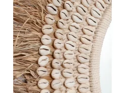 Bazar Bizar Espejo De Pared|Espejo^El Espejo Raffia Cowrie - Blanco Natural Multicolor