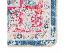 Discount Garden Furniture Elsje Alfombra lavable antideslizante multicolor 80x300 cm Azul