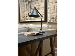 Clearance Elstead Provence Element 1 ljus bordslampa grå, åldrad mässing, E27 Camel