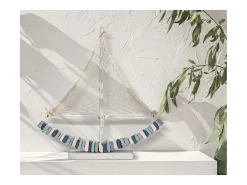 Best Escultura de velero en madera con red de tela 45x45x7cm Enok - Marino Azul