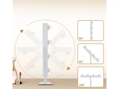 Best NETTLIFE Espejo de maquillaje iluminado Hollywood Mirror - Espejo de tocador con 9 LED, espejo cosmético pequeño con luz giratoria de 3 modos Blanco