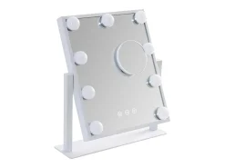 Best NETTLIFE Espejo de maquillaje iluminado Hollywood Mirror - Espejo de tocador con 9 LED, espejo cosmético pequeño con luz giratoria de 3 modos Blanco