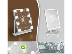 Best NETTLIFE Espejo de maquillaje iluminado Hollywood Mirror - Espejo de tocador con 9 LED, espejo cosmético pequeño con luz giratoria de 3 modos Blanco