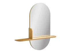 Les Tendances Espejo De Pared|Espejo^Espejo ovalado BARCO con estante de madera natural – L 92 x H 94,5 cm Beige