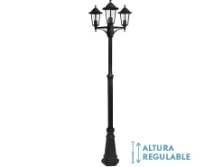 AKUNADECOR Farola De Jardin Negra En Aluminio De 3 Luces Modelo Auriga Negro